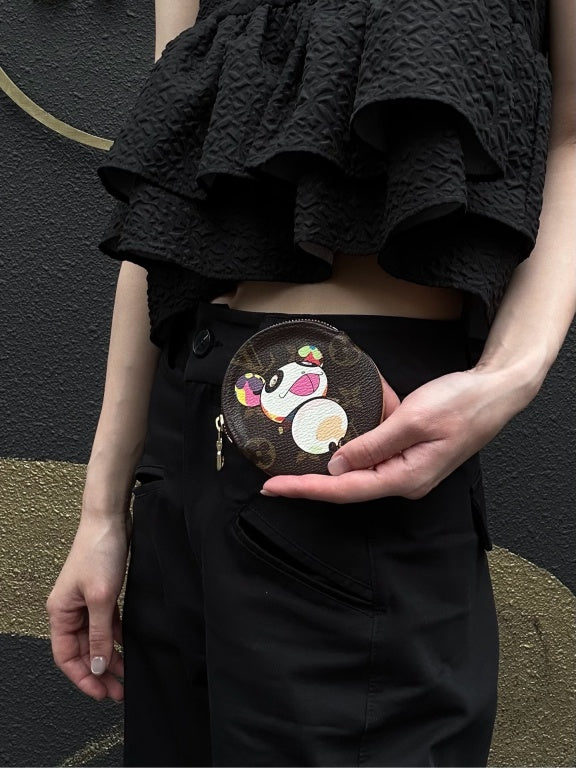 LOUIS VUITTON x Takashi Murakami Monogram Panda Porte Monnaie Rond Coin Purse PVC Leather Brown Multicolor Gold Zipper Hardware