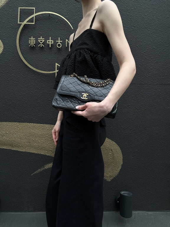 CHANEL Matelasse Paris Limited Edition Shoulder Bag Lambskin Black Gold Hardware
