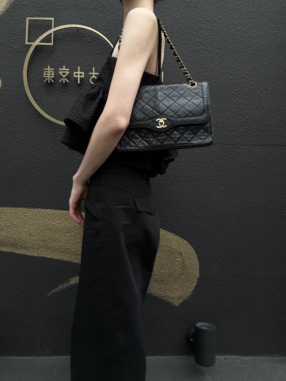 CHANEL Matelasse Paris Limited Edition Shoulder Bag Lambskin Black Gold Hardware