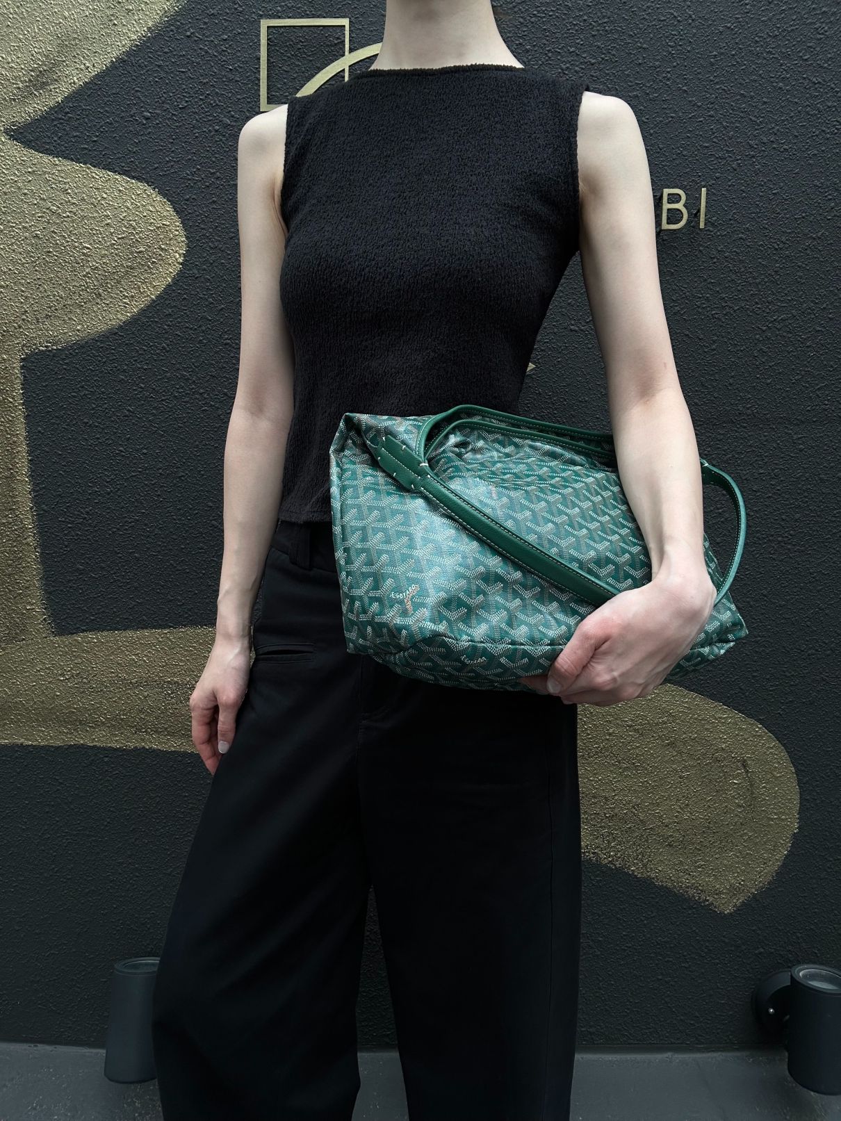 GOYARD Poème Hobo Shoulder Bag Green PVC