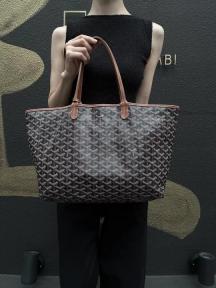 GOYARD Saint Louis Tote Bag Black PVC with Pouch