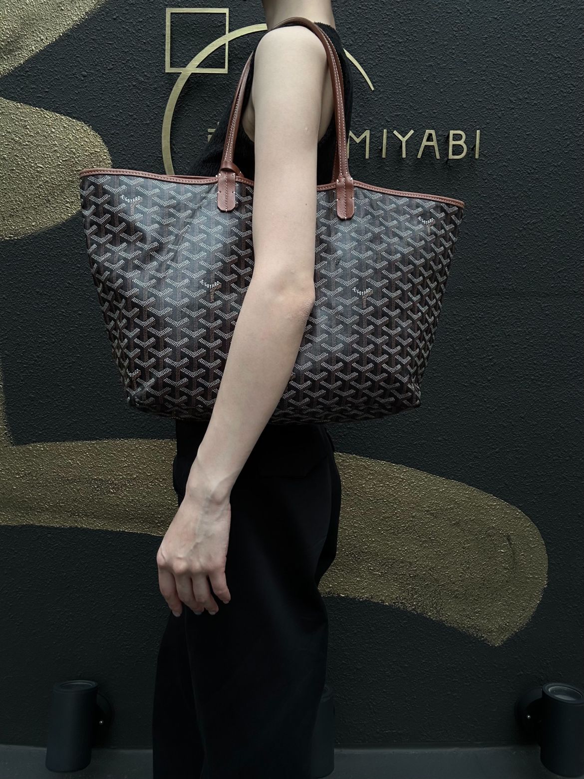 GOYARD Saint Louis Tote Bag Black PVC with Pouch