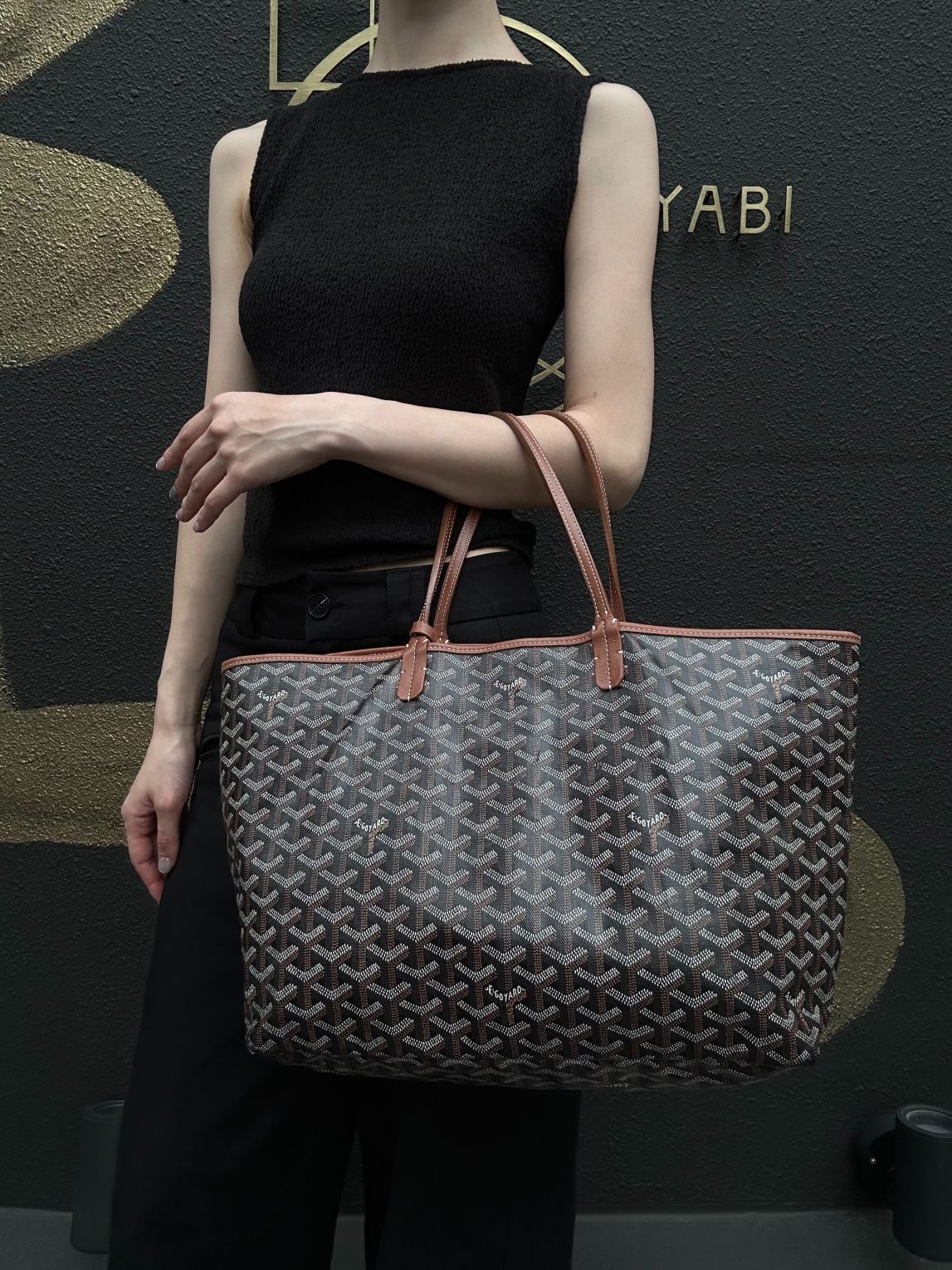 GOYARD Saint Louis Tote Bag Black PVC with Pouch