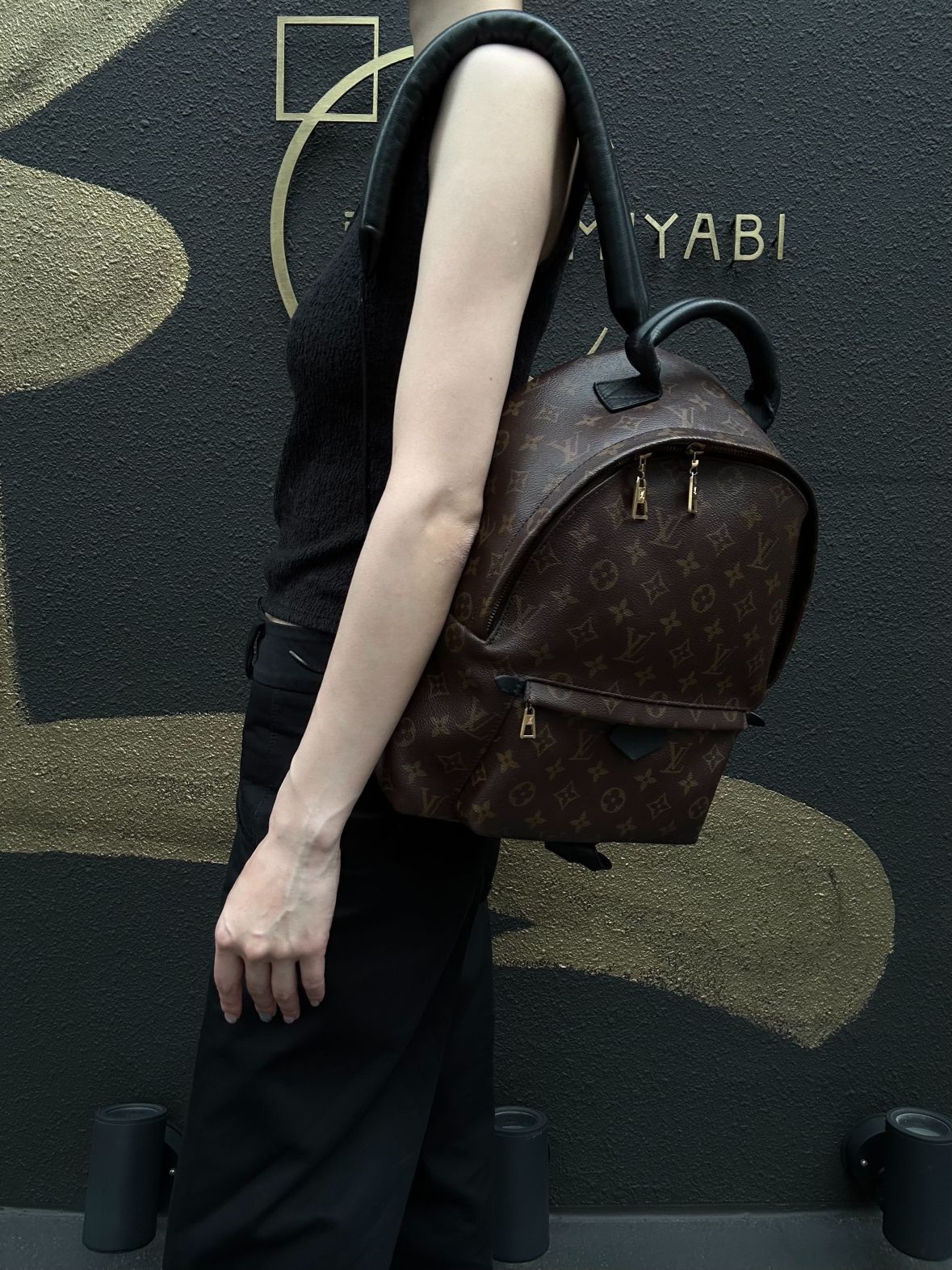 LOUIS VUITTON Monogram Palm Springs Pvc Backpack Brown Gold Hardware