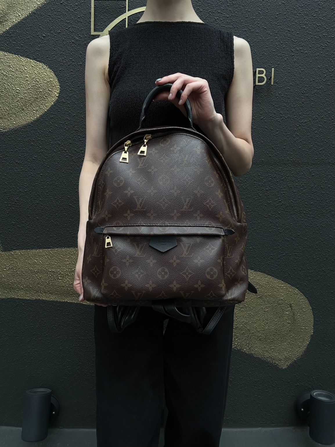 LOUIS VUITTON Monogram Palm Springs Pvc Backpack Brown Gold Hardware
