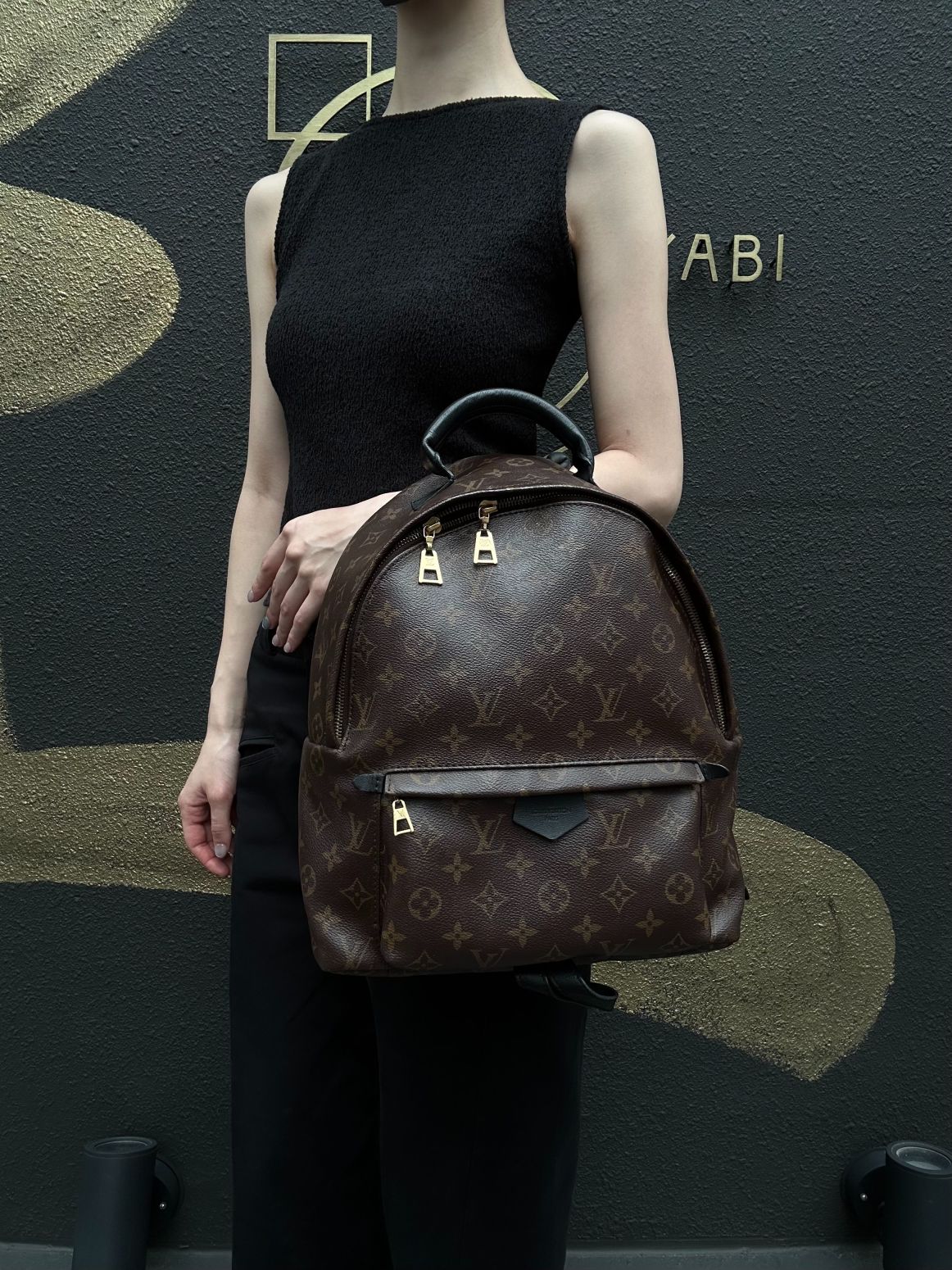 LOUIS VUITTON Monogram Palm Springs Pvc Backpack Brown Gold Hardware