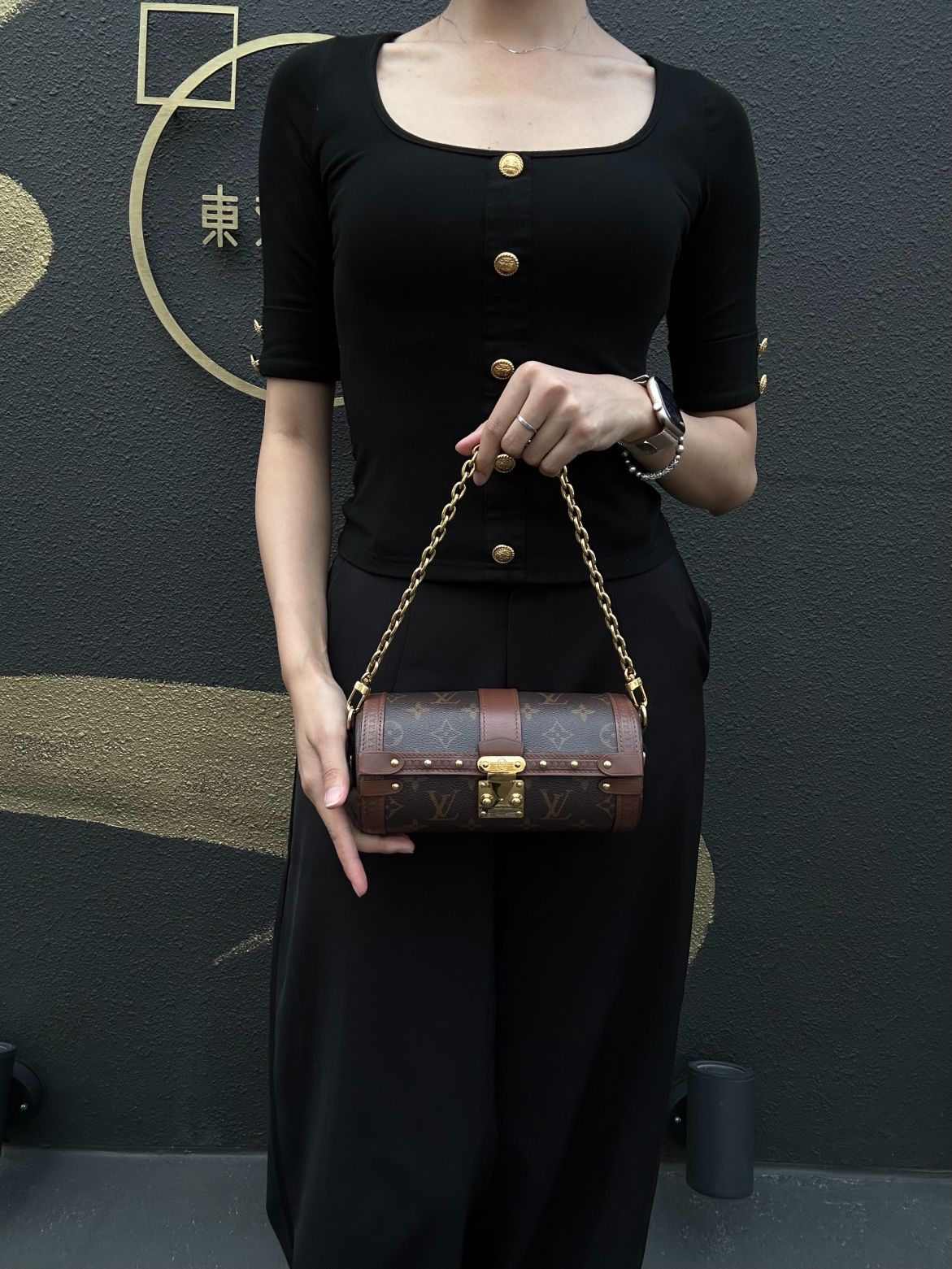 LOUIS VUITTON Papillon Trunk Monogram PVC Brown Gold Hardware Shoulder Bag With Shoulder Strap