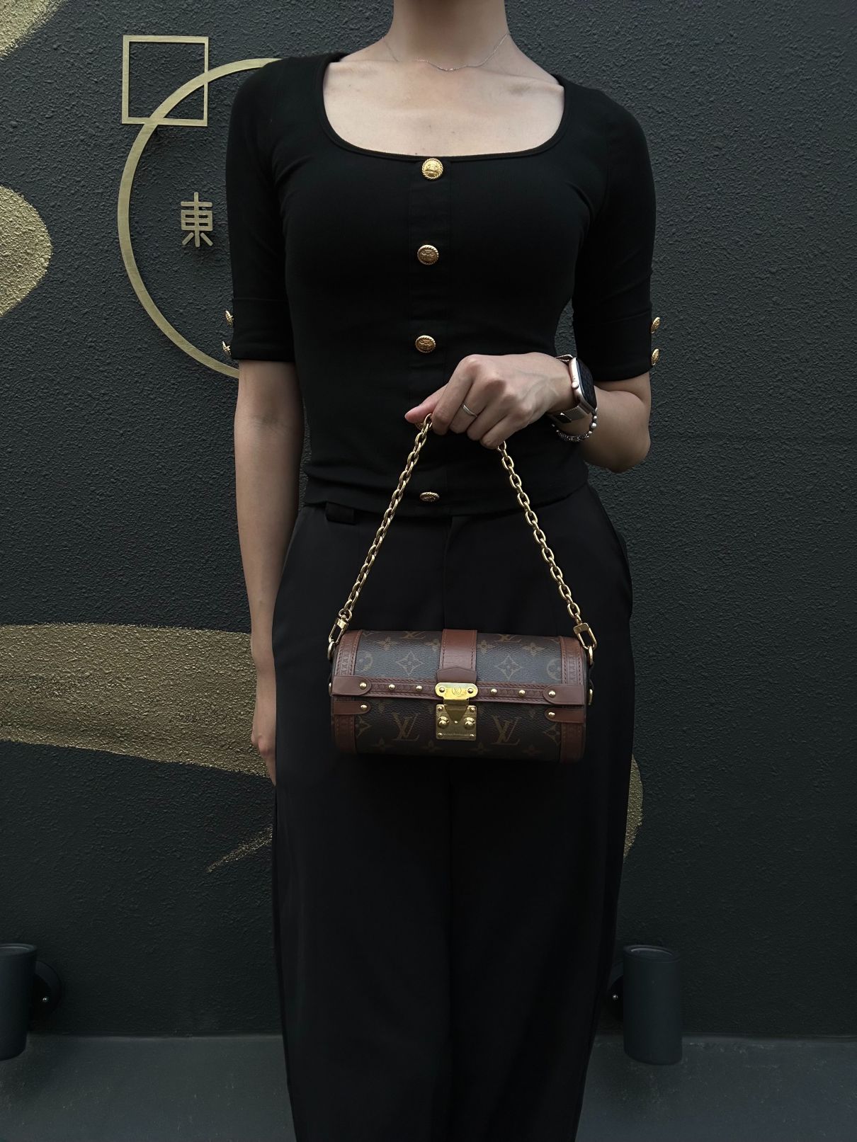 LOUIS VUITTON Papillon Trunk Monogram PVC Brown Gold Hardware Shoulder Bag With Shoulder Strap
