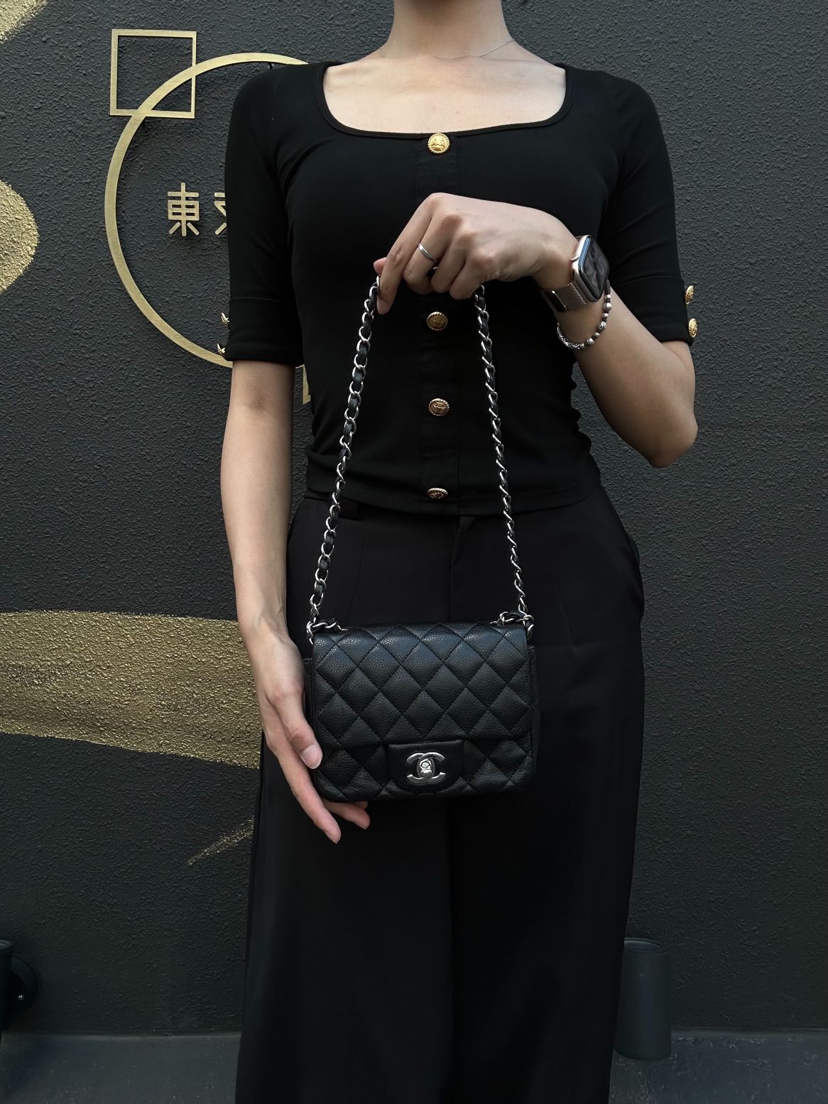 CHANEL Matelasse Cf Shoulder Bag Calfskin Black Silver Hardware