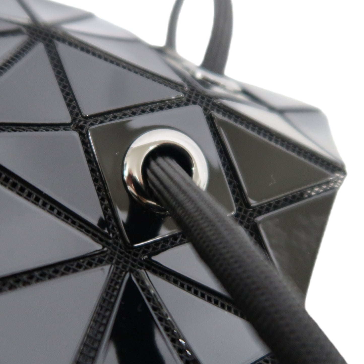LSSEY MIYAKE BAOBAO 6-grid Geometric PVC Bucket Shoulder Bag Black
