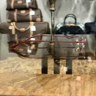 GIORGIO ARMANI Eyeglasses Eyewear Red Metal Frame Half-rim Clear Lens Business Casual