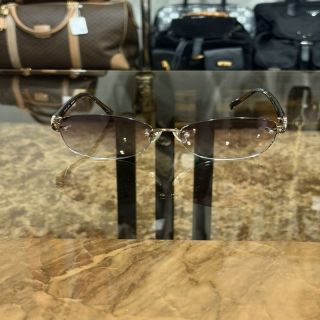 NINA RICCI Sunglasses Eyewear Gold Rimless Purple Gradient Lens Carved Decoration Elegant