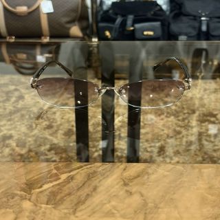 NINA RICCI Sunglasses Eyewear Gold Rimless Purple Gradient Lens Carved Decoration Elegant