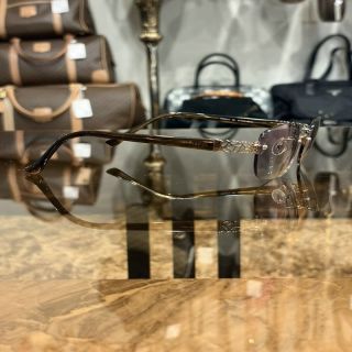 NINA RICCI Sunglasses Eyewear Gold Rimless Purple Gradient Lens Carved Decoration Elegant