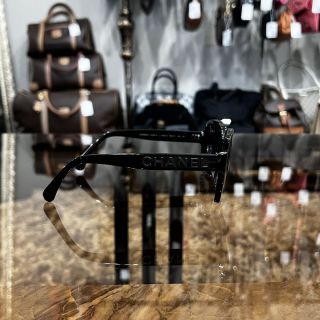 CHANEL Sunglasses Eyewear Black Resin Frame Square Gray Lens 56□17 140 with Original Box, Case & Cleaning Cloth