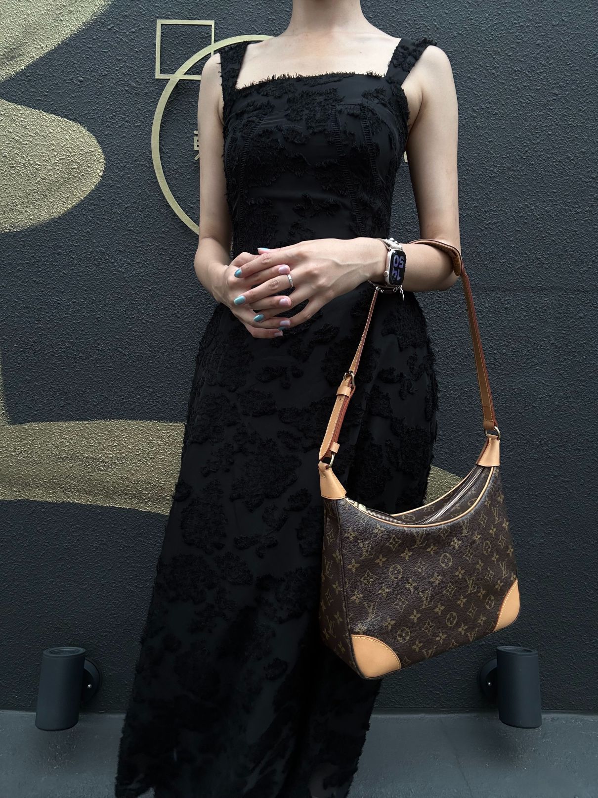 LOUIS VUITTON Monogram Boulogne 30 Shoulder Bag Brown Gold Hardware
