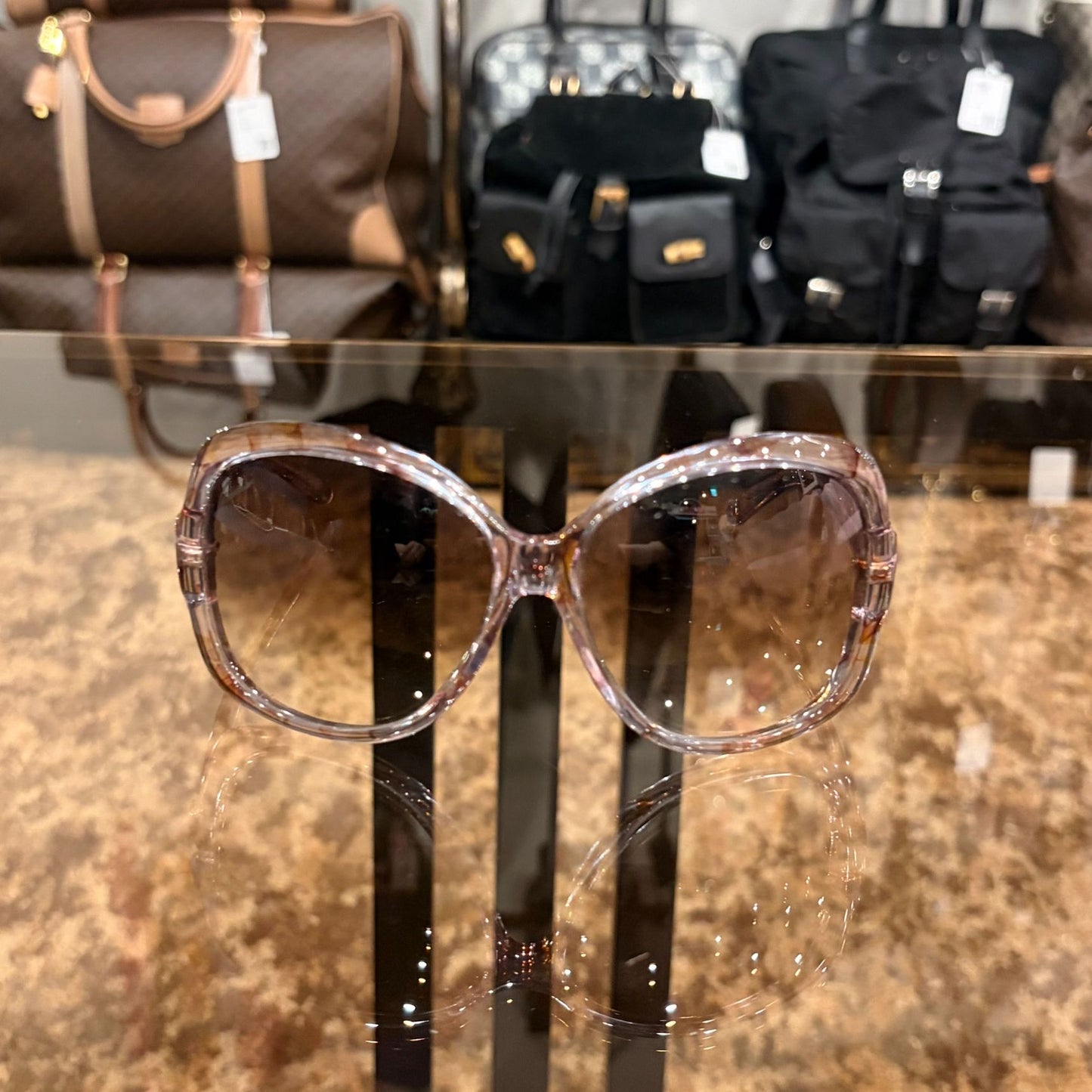 GUCCI Brown Resin Sunglasses With Original Case