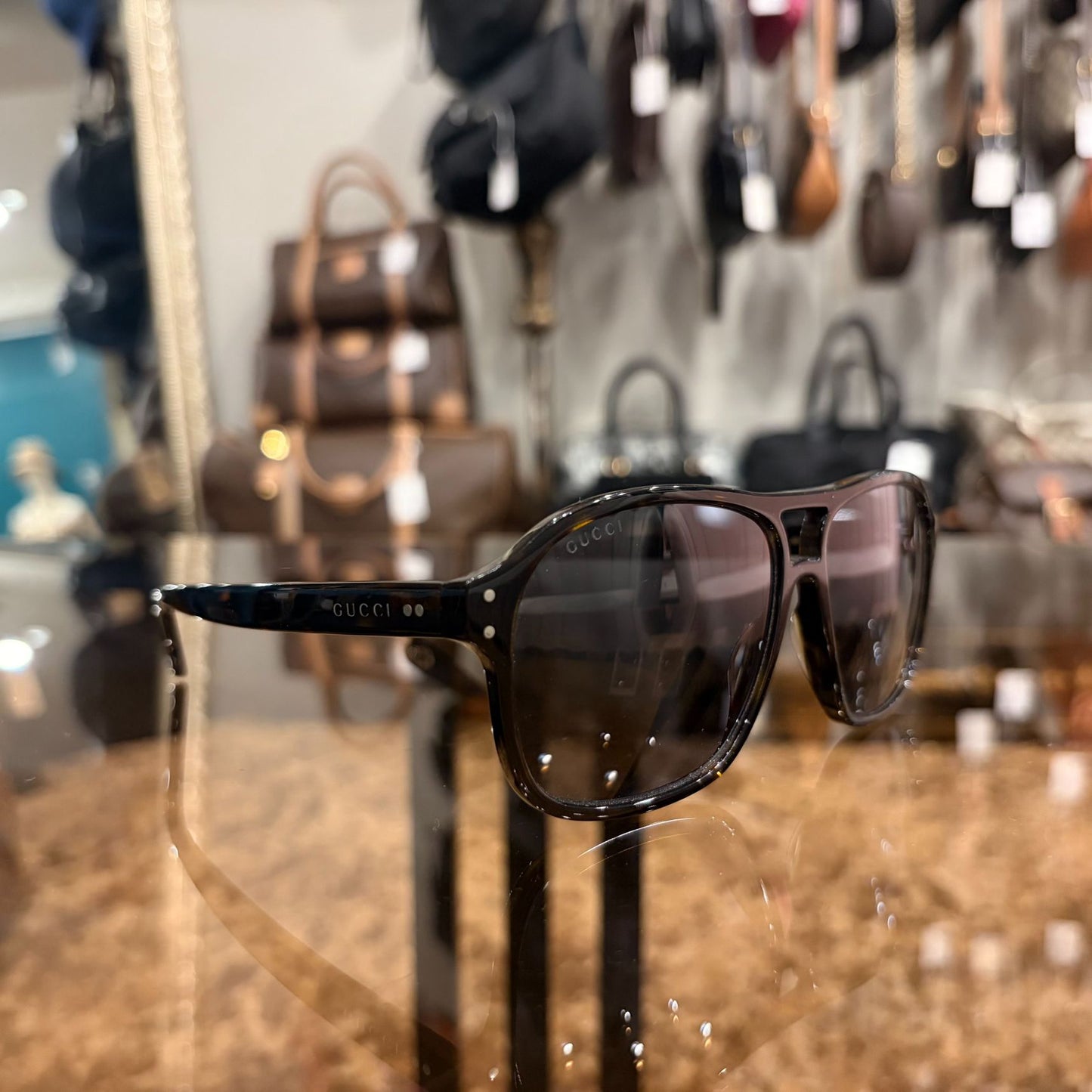 GUCCI Brown Resin Sunglasses, Comes With Original Case & Cleaning Cloth