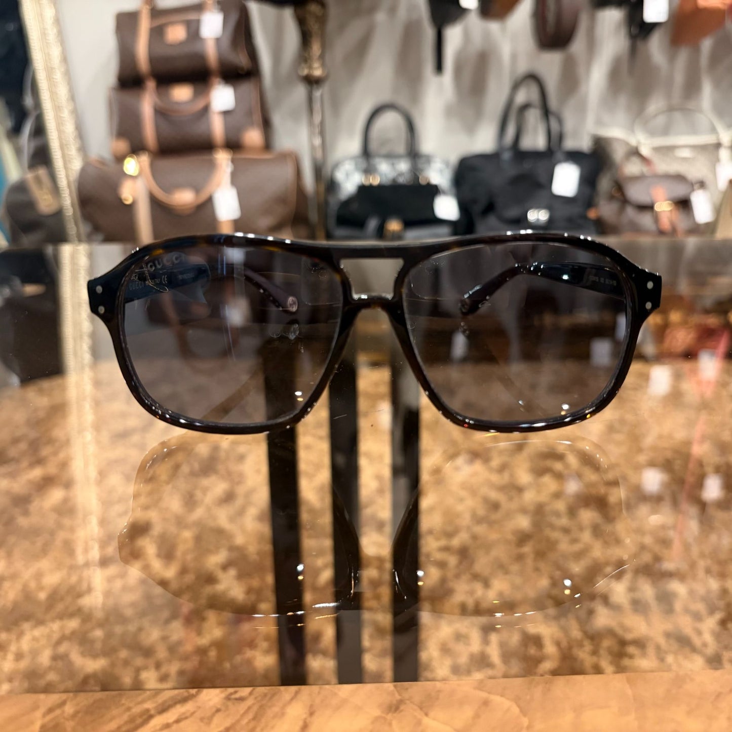 GUCCI Brown Resin Sunglasses, Comes With Original Case & Cleaning Cloth