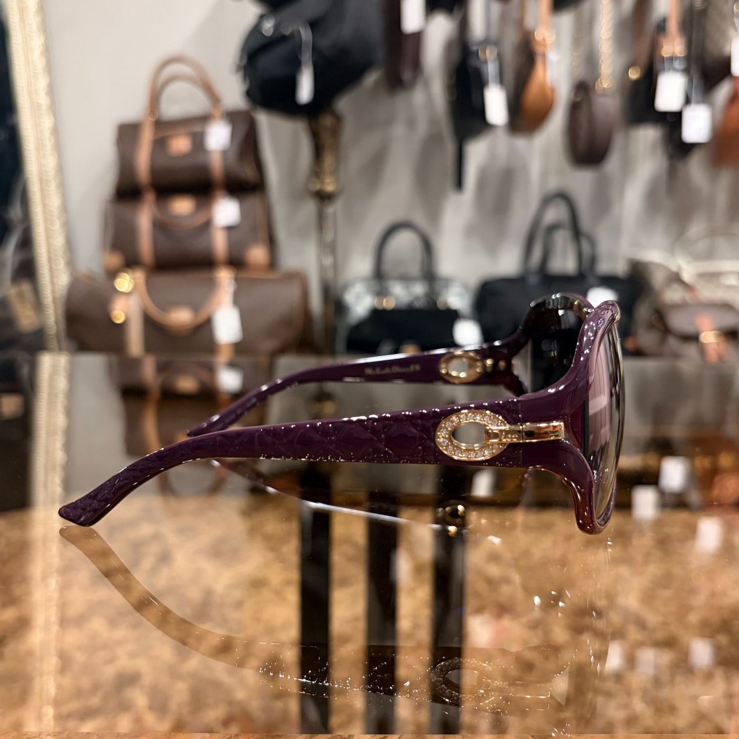 DIOR Black & Purple Resin Sunglasses, Comes With Original Box And Storage Pouch
