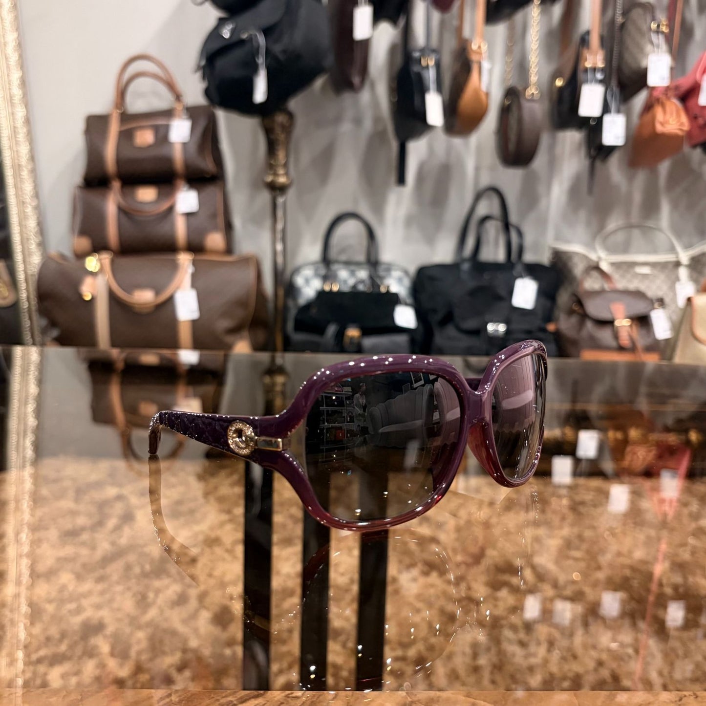 DIOR Black & Purple Resin Sunglasses, Comes With Original Box And Storage Pouch