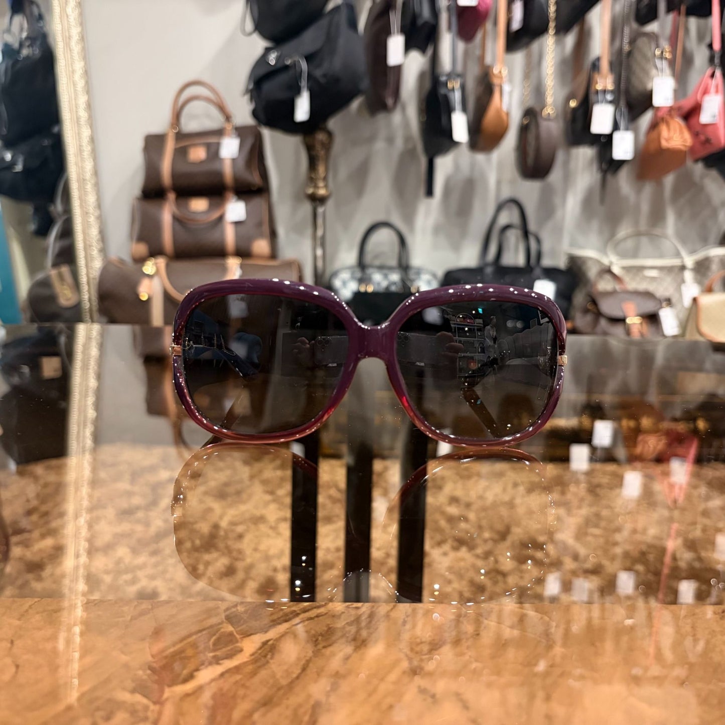 DIOR Black & Purple Resin Sunglasses, Comes With Original Box And Storage Pouch
