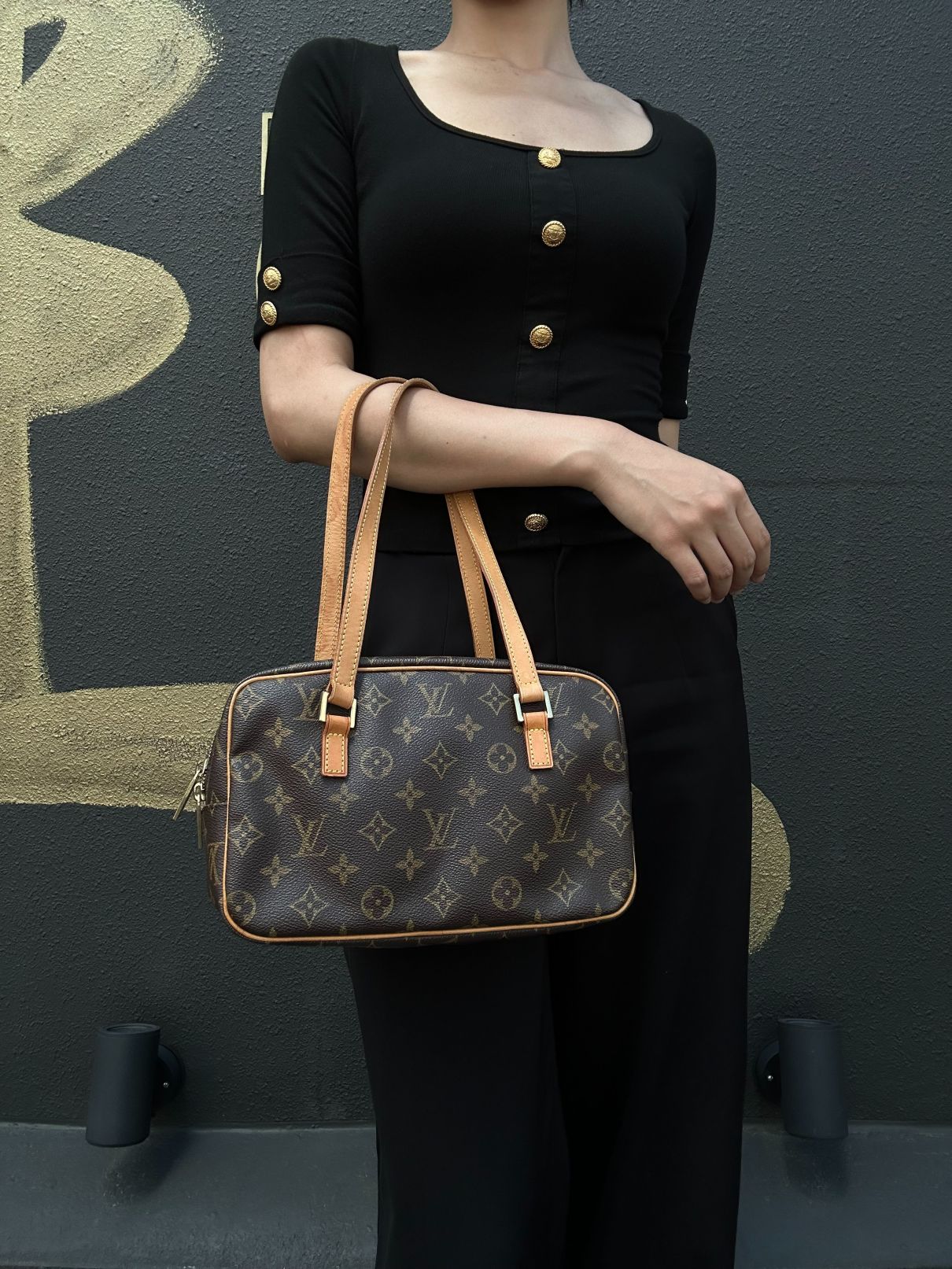LOUIS VUITTON  Monogram Cite MM Handbag Brown