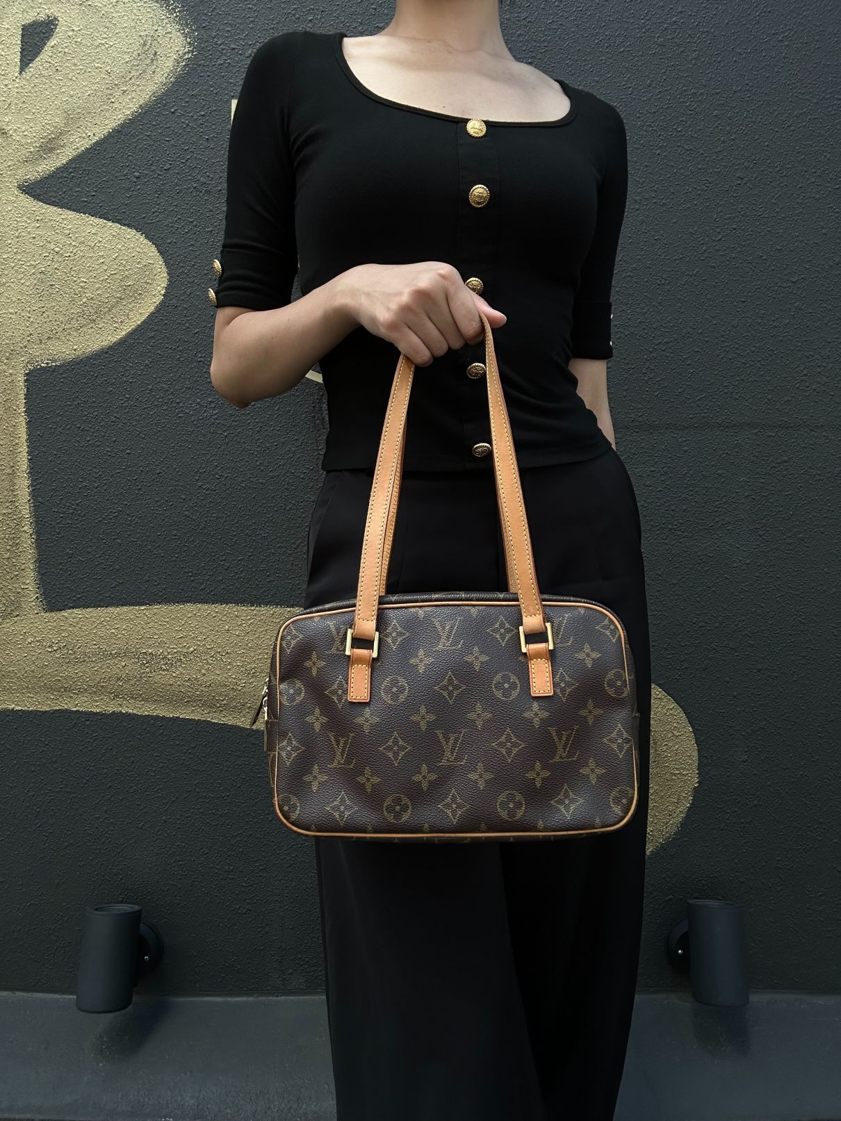 LOUIS VUITTON  Monogram Cite MM Handbag Brown