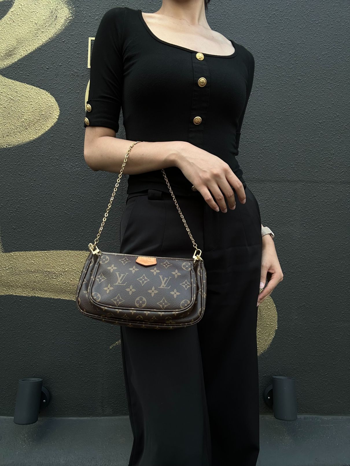 LOUIS VUITTON Multi Pochette Accessoires Monogram Shoulder Bag Brown PVC