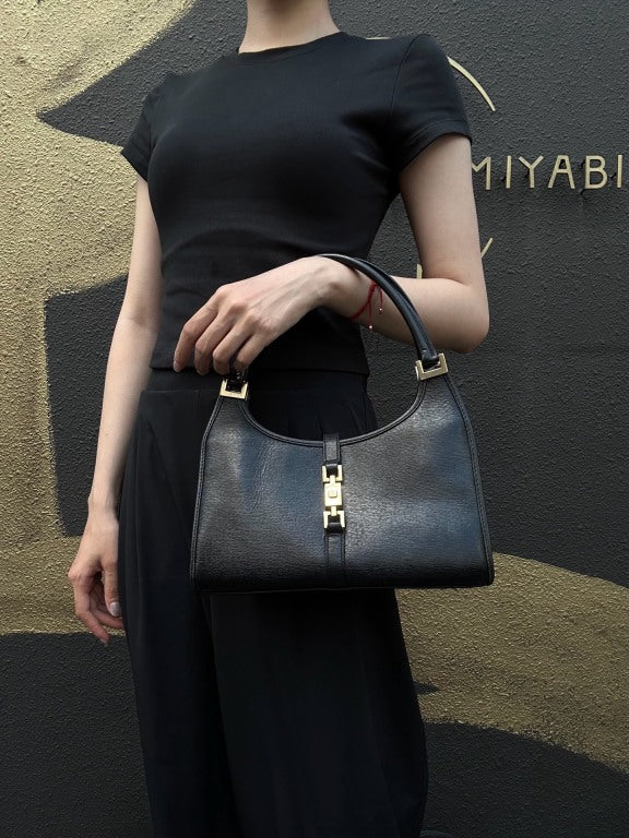 GUCCI Jackie Top Handle Shoulder Bag Black