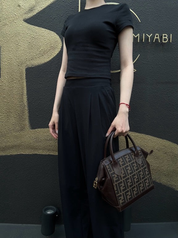 FENDI Zucca Monogram Canvas 　Handbag　 Shoulder Strap BrownGold Hardware