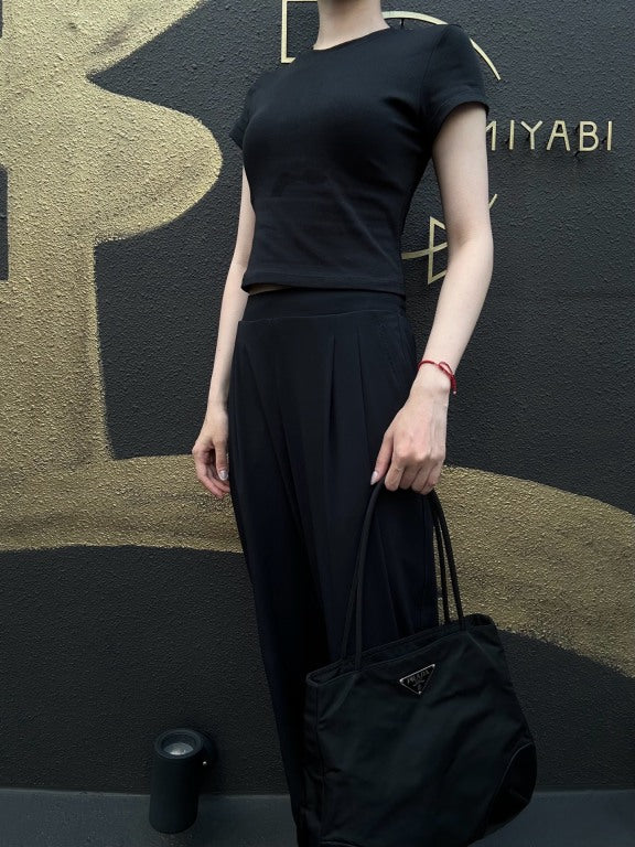 PRADA Nylon Tote Bag Black Silver Hardware