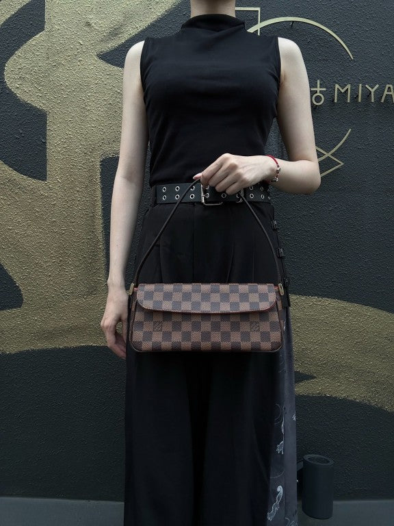 LOUIS VUITTON Damier Recolleta Shoulder Bag Damier Coated Canvas Brown