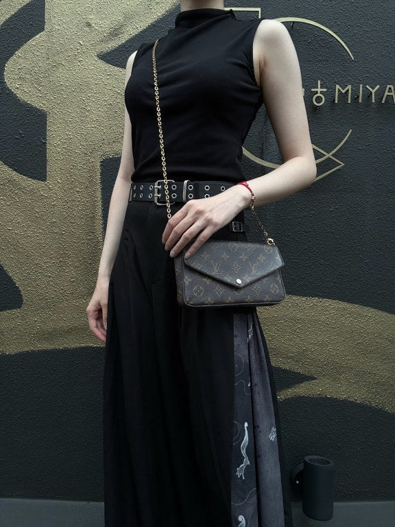 LOUIS VUITTON Monogram Canvas Brown Felicie 3-in-1 Chain Shoulder Bag, Comes With Card Holder & Pouch