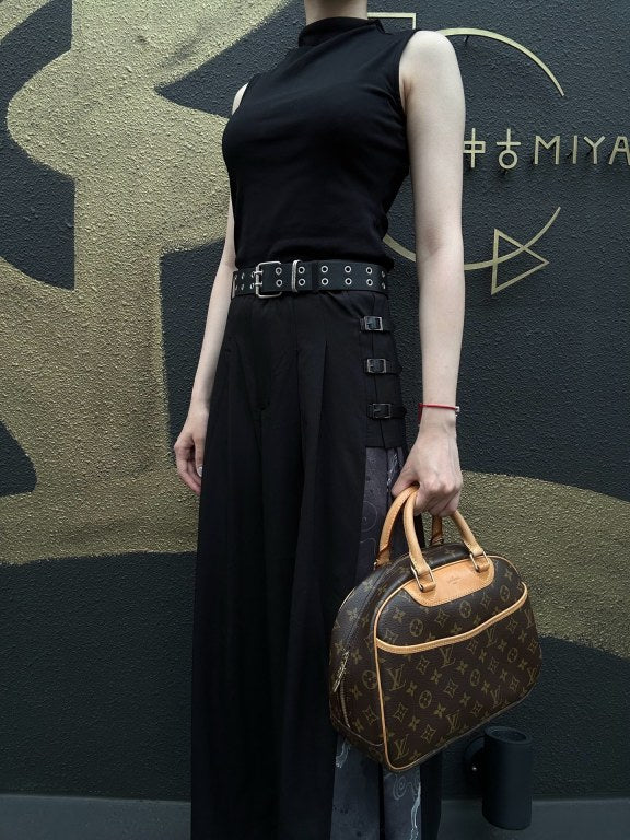 LOUIS VUITTON Monogram Trouville Handbag Boston Bag brown Gold Hardware