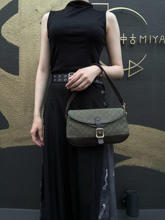LOUIS VUITTON Monogram Mini Marjorie Shoulder Bag Canvas Green Brown Gold Hardware