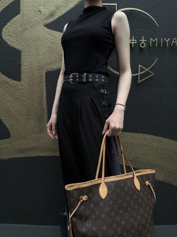 LOUIS VUITTON Monogram Canvas Leather Neverfull MM Tote Bag 　 Brown 　 Gold Hardware
