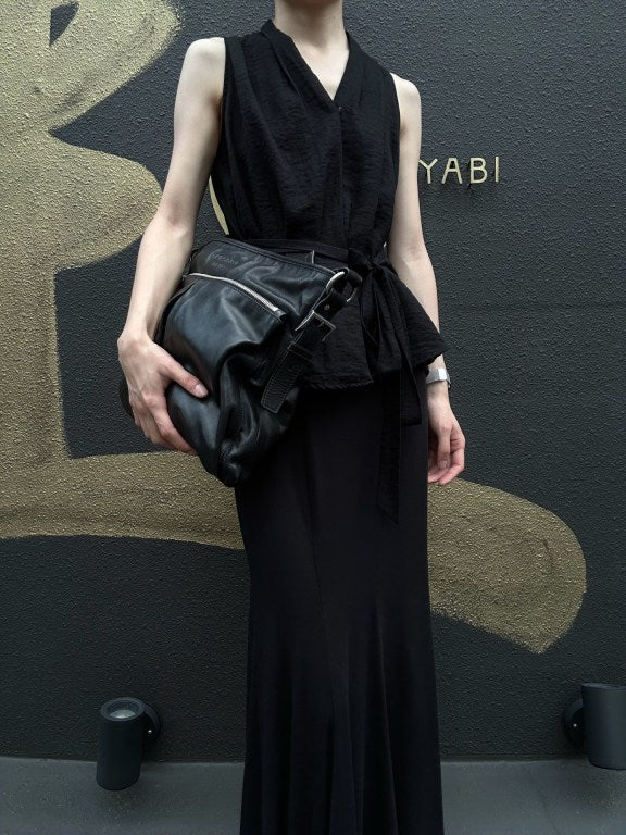 PRADA Black Cowhide Leather Shoulder Crossbody Bag With Silver Hardware