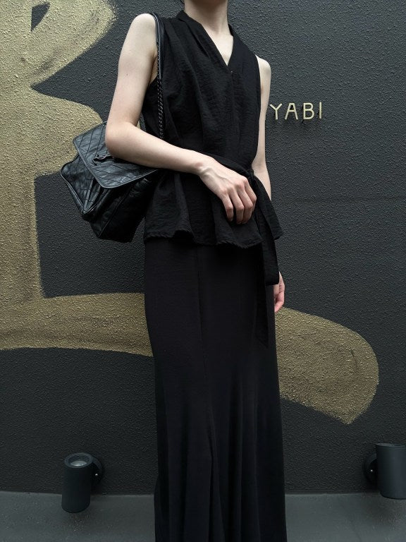 YVES SAINT LAURENT Black Waxed Leather NIKI Medium Shoulder Bag