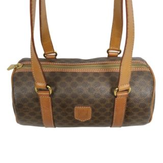 CELINE Macadam Mini Boston Bag Handbag Brown Gold Hardware
