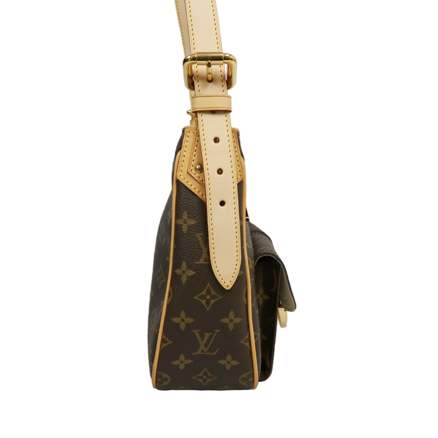 LOUIS VUITTON Monogram Hudson GM Shoulder Messenger Bag Brown Gold Hardware