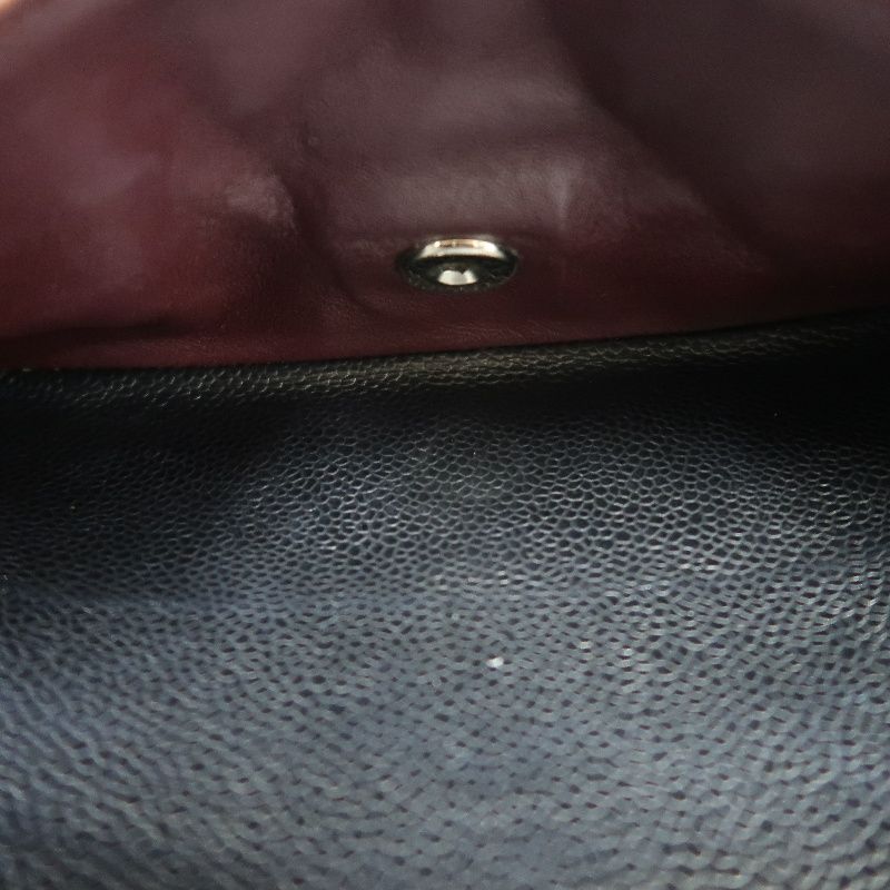 CHANEL Classic Matelasse Black Caviar Leather CF Flap Shoulder Bag With Silver Hardware