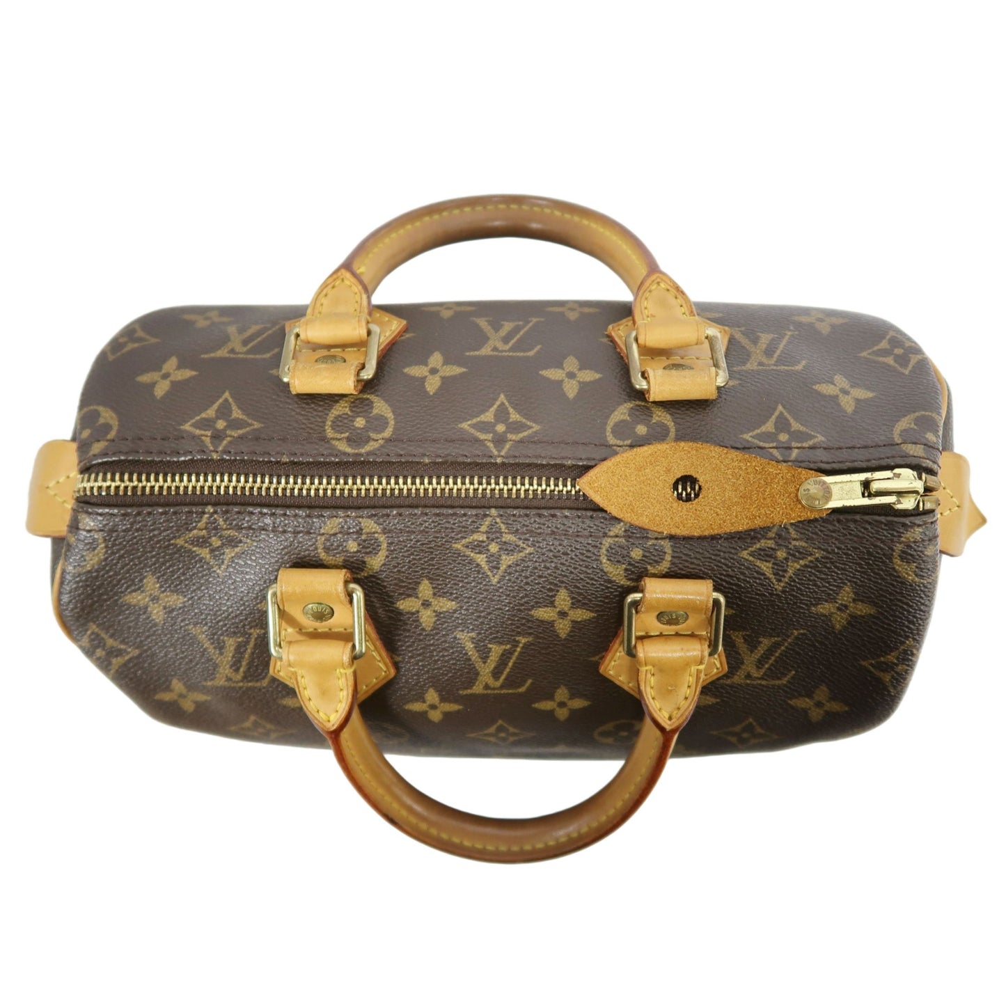 LOUIS VUITTON Monogram Speedy 25 Handbag Brown  Gold Hardware