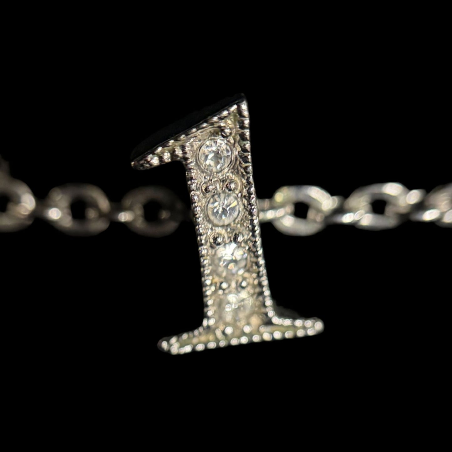 CHRISTIAN DIOR Flower Rhinestone Necklace Accessory Silver Crystal Flower Motif D Logo Gorgeous Glam