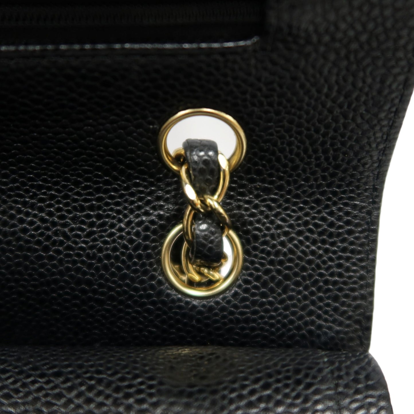 CHANEL Classic Flap Black Caviar Leather Quilted Flap Shoulder Bag With Gold Hardware