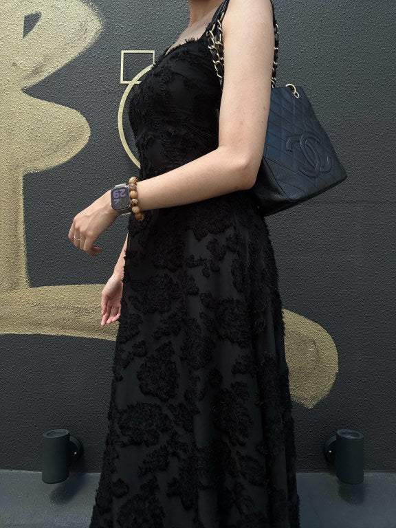 CHANEL GST Black Caviar Leather Quilted Chain Shoulder Bag With Gold Hardware
