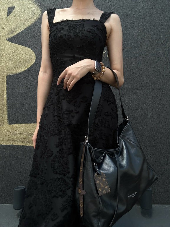 LOUIS VUITTON Black Lambskin Leather Carryall Shoulder Bag, "Black Samurai Version