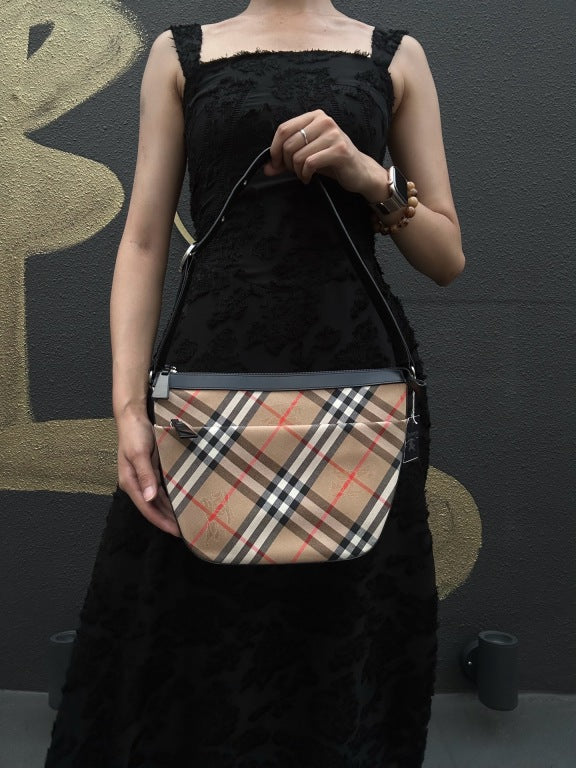 BURBERY  Check PVC Handbag Brown