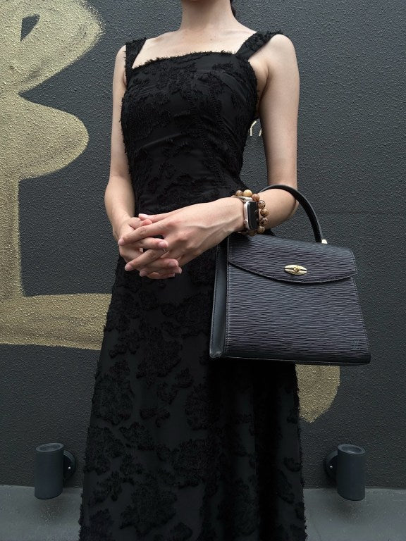 LOUIS VUITTON Marzellb Epi Leather Handbag Black Gold Hardware Vintage Elegant with Dust Bag
