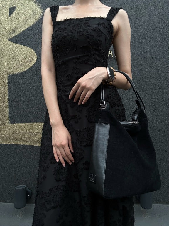 GUCCI Suede Underarm Shoulder Bag Black With Dust Bag